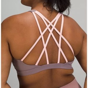 EUC Lululemon free to be serene bra as 6 - lunar rock/dew pink
